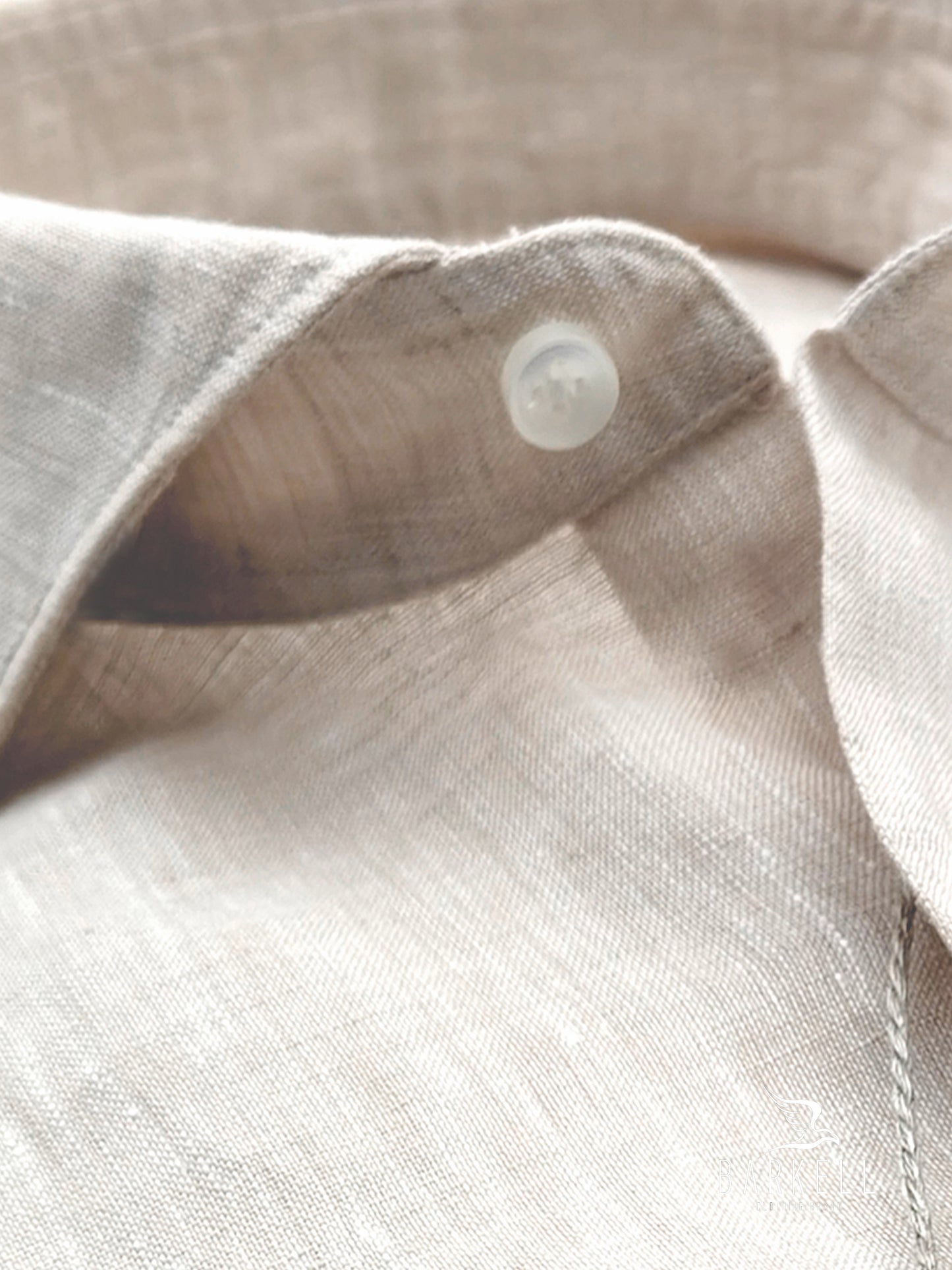 Camicia in Puro Lino Sabbia Collo Francese Cutaway