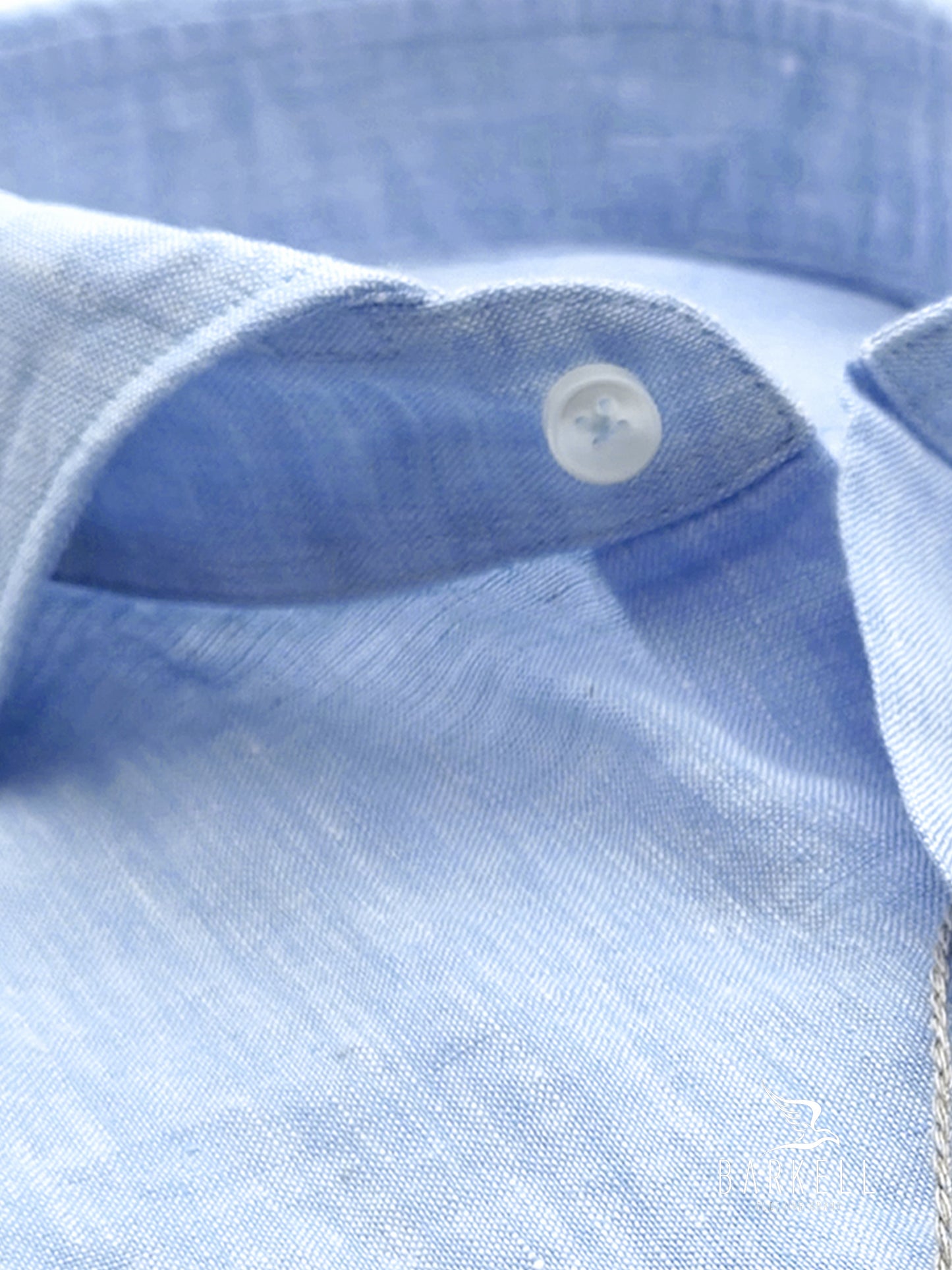 Camicia in Puro Lino Celeste Collo Francese Cutaway