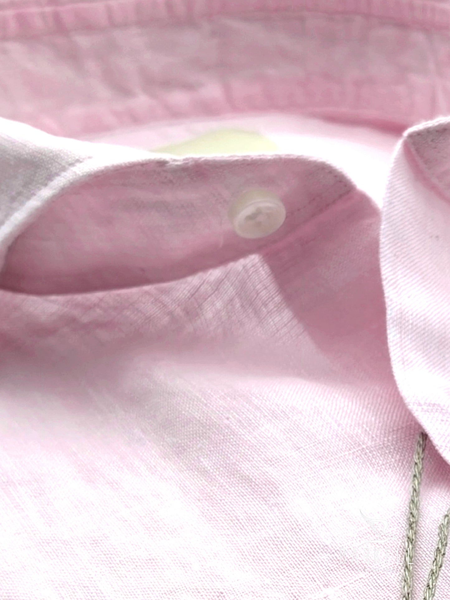 Camisa rosa claro de puro lino con cuello italiano