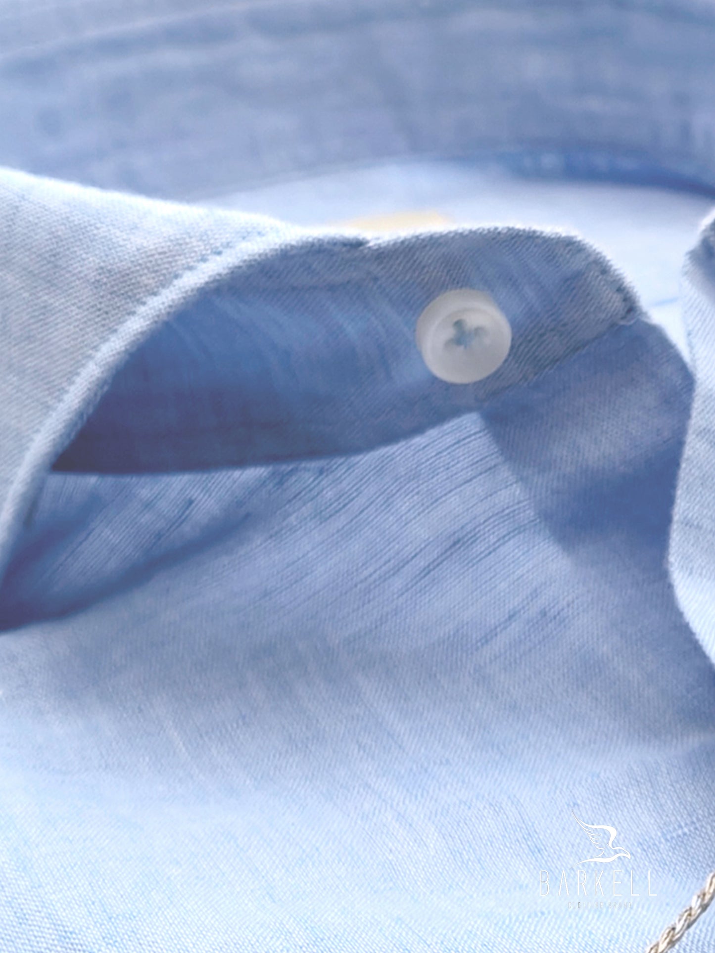 Chemise en lin mélangé bleu clair avec col italien