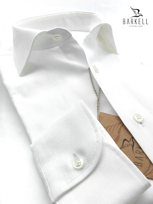 Camicia in Cotone Oxford Bianco Collo Francese