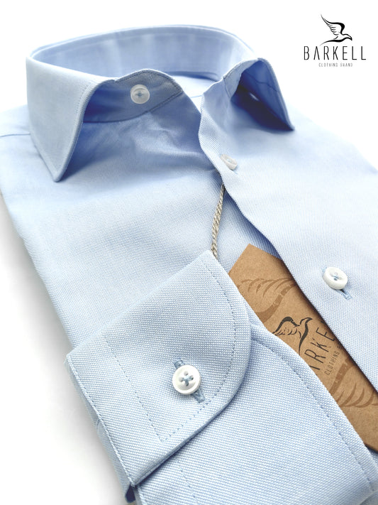 Camicia in Cotone Oxford Celeste Collo Francese