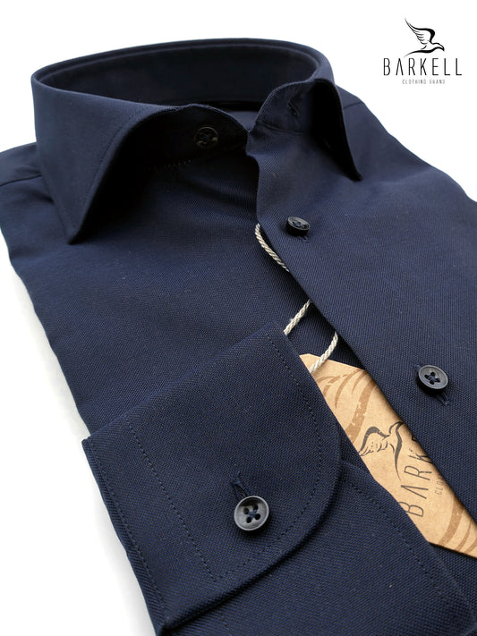 Camicia in Cotone Oxford Blu Collo Francese