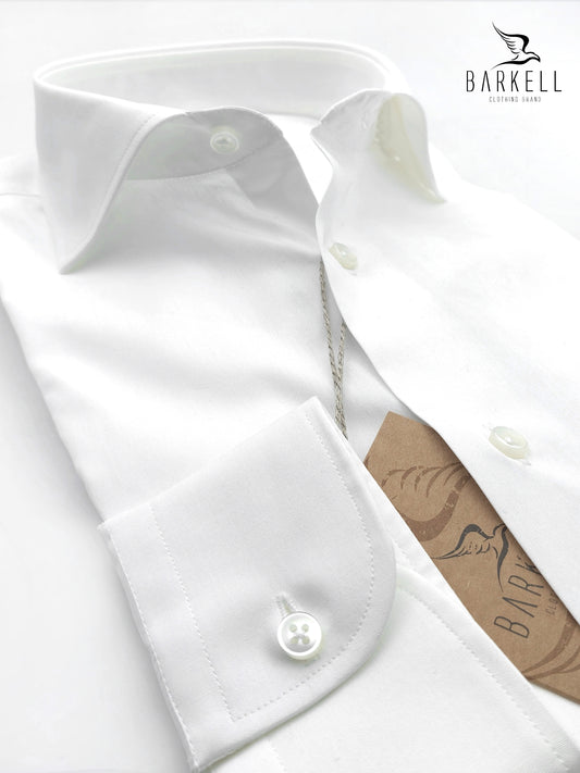 Camicia in Cotone Popeline Bianca Collo Francese