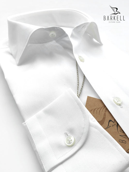 Camicia in Cotone Twill Bianco Collo Francese