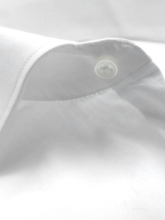 Camicia in Cotone Twill Bianco Collo Francese