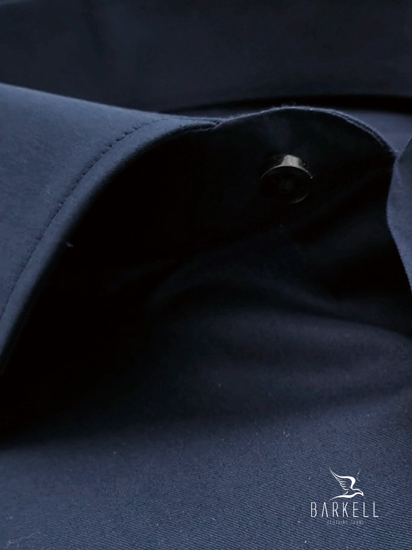 Camisa de sarga de algodón azul con cuello francés