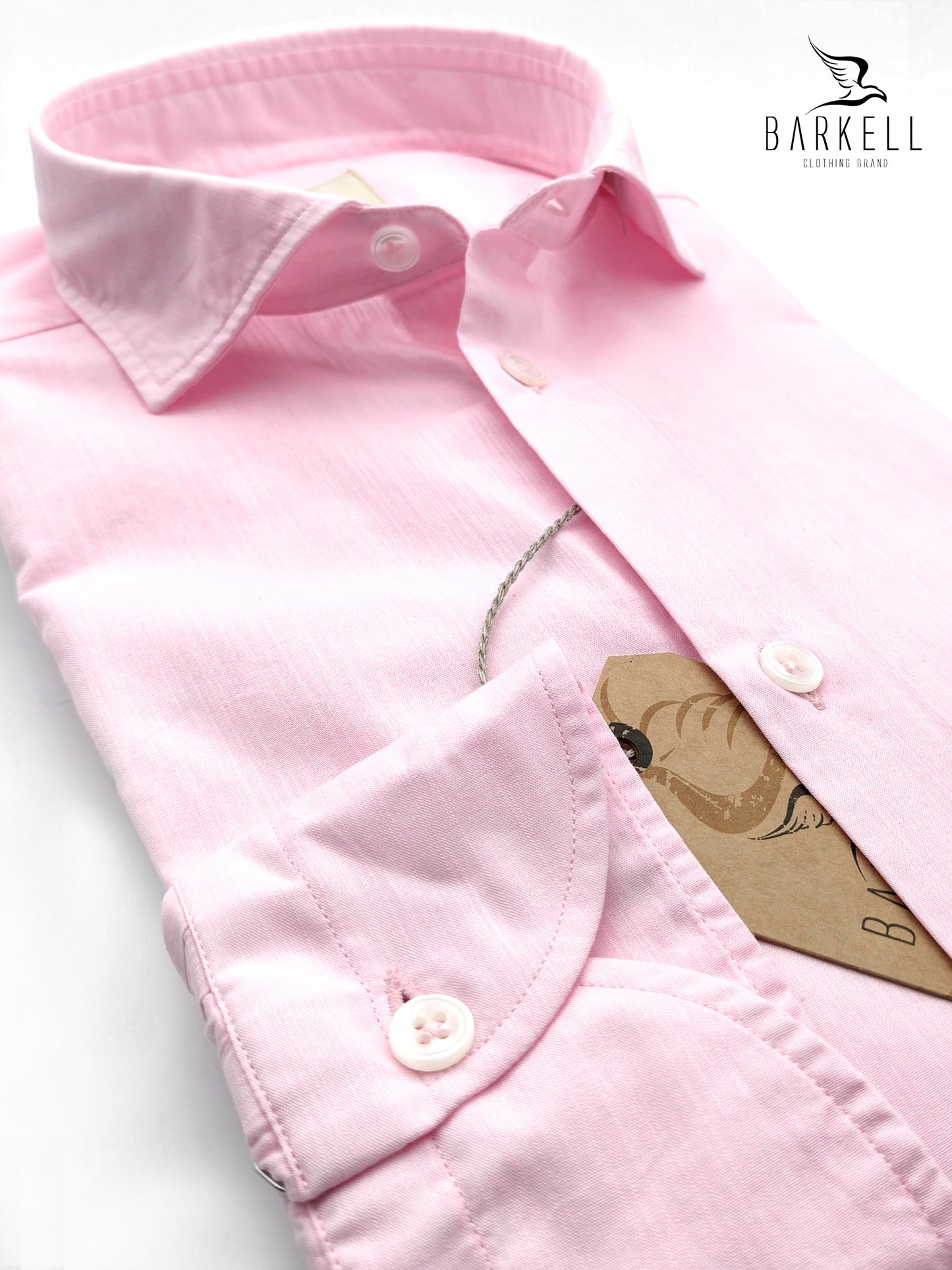 Camicia in Cotone Popeline Rosa Collo Francese Piccolo