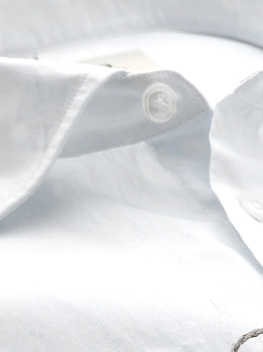 Camicia in Cotone Popeline Bianca Collo Francese Piccolo