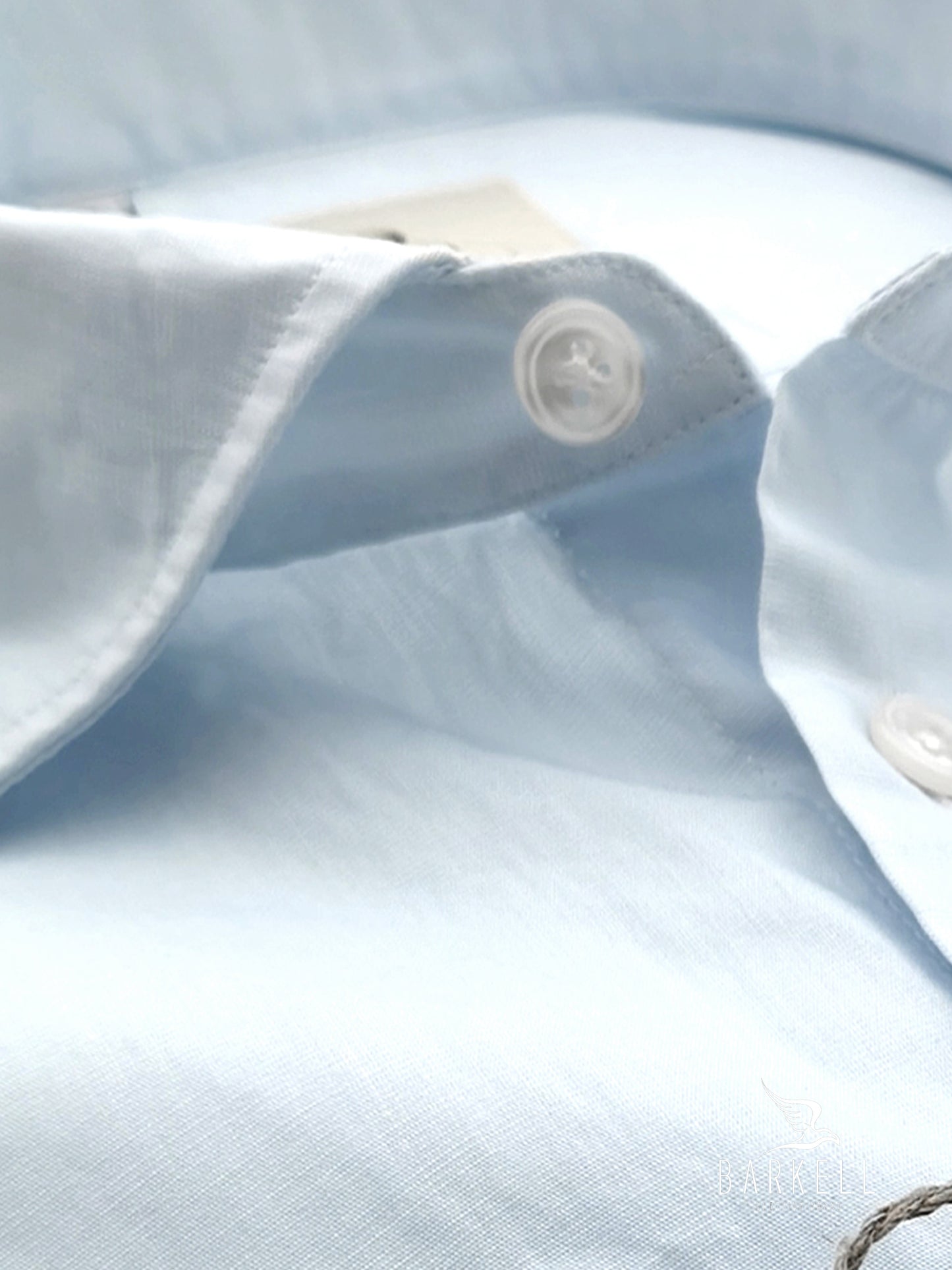 Camicia in Cotone Popeline Celeste Polvere Collo Francese Piccolo