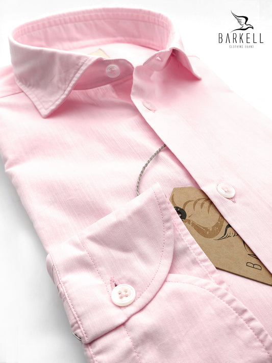 Camicia in Cotone Popeline Rosa Polvere Collo Francese Piccolo