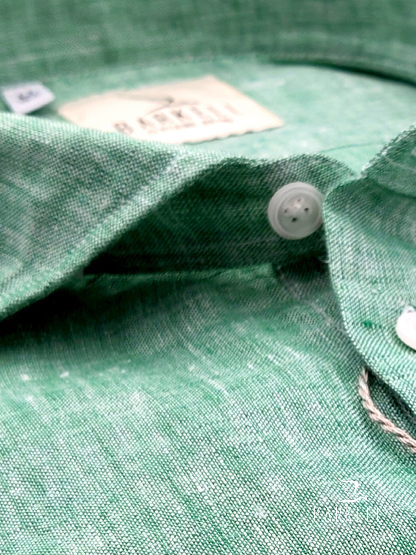 Camicia in Puro Lino Verde Mela Collo Francese Piccolo