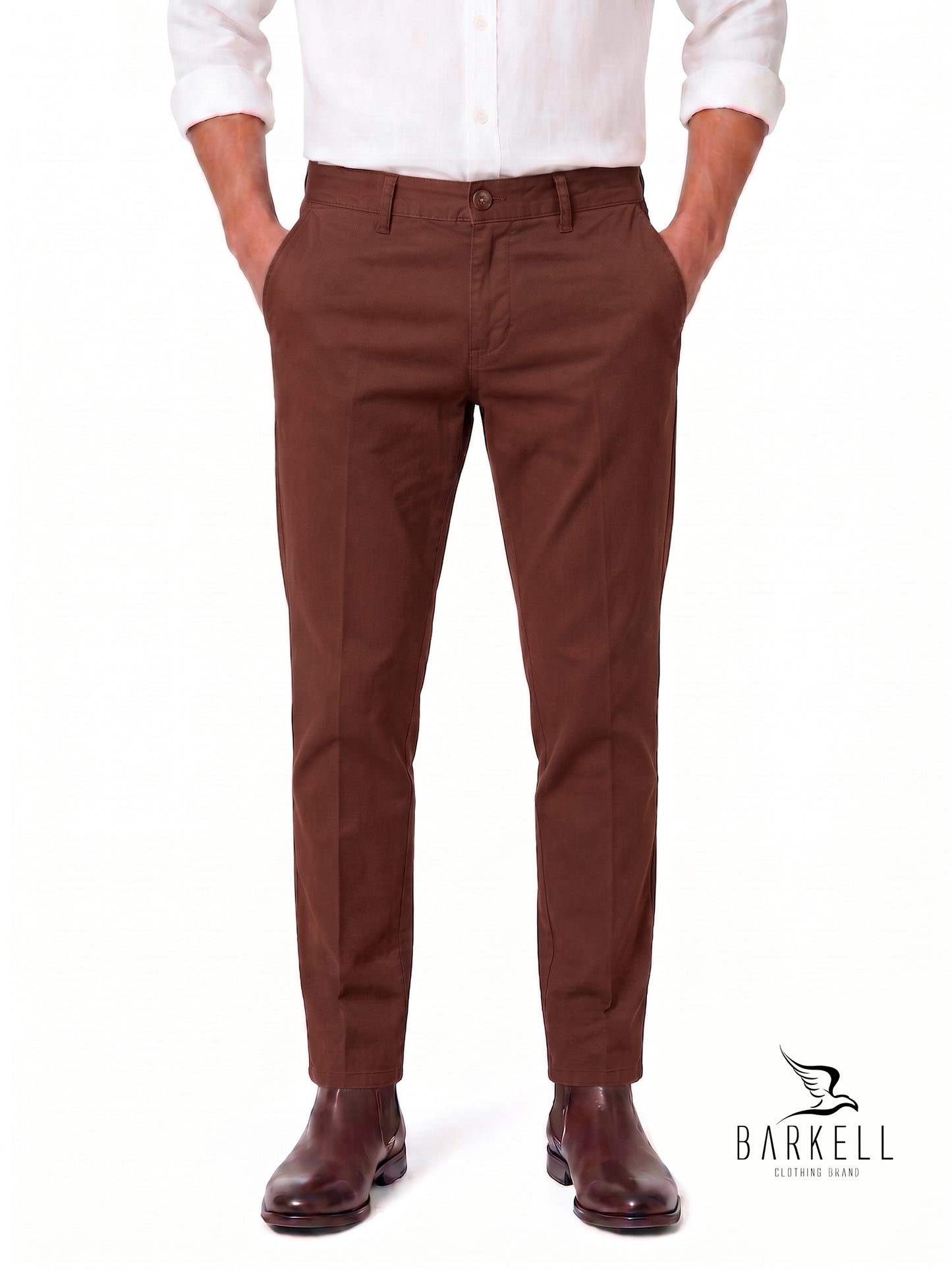 Pantalón Modelo Chinos Beige en Gabardina de Algodón