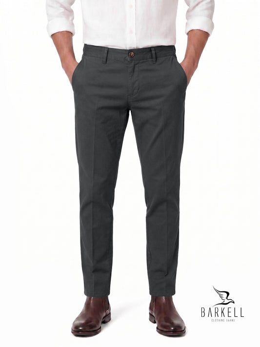 Beige Chinos Model Trousers in Gabardine Cotton