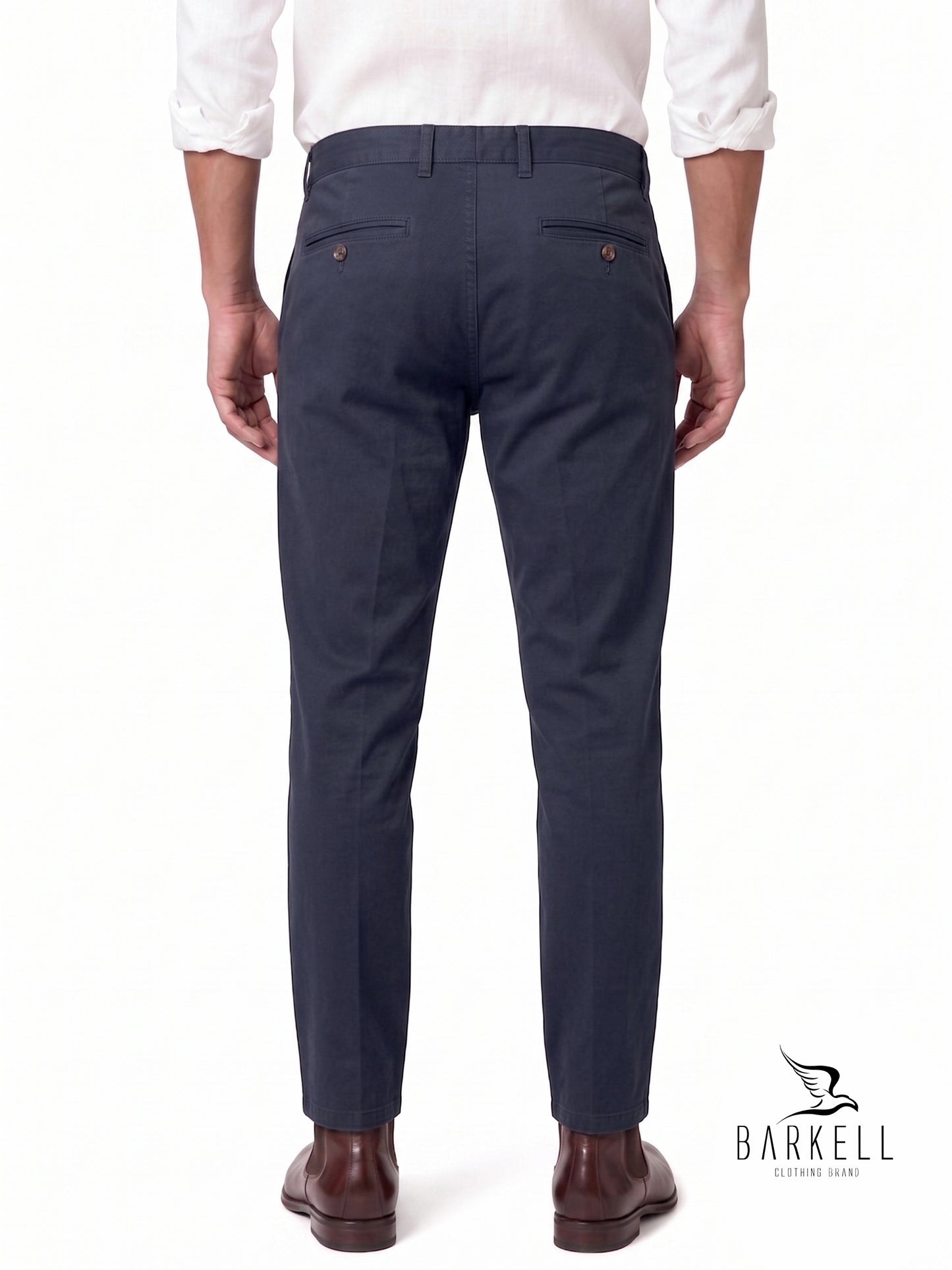 Beige Chinos Model Trousers in Gabardine Cotton