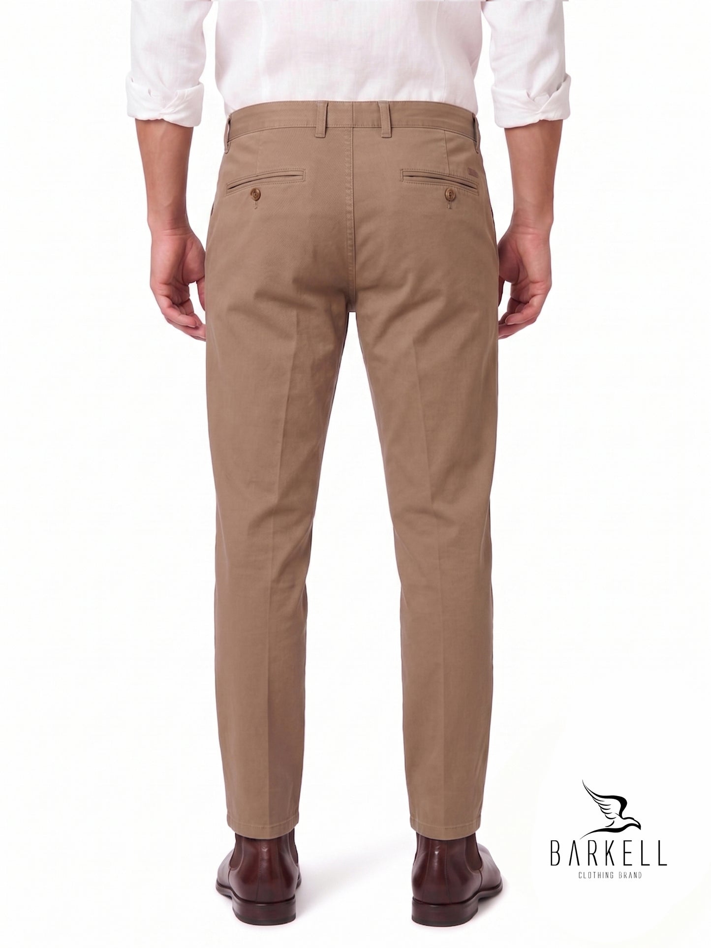 Pantalón Modelo Chinos Beige en Gabardina de Algodón