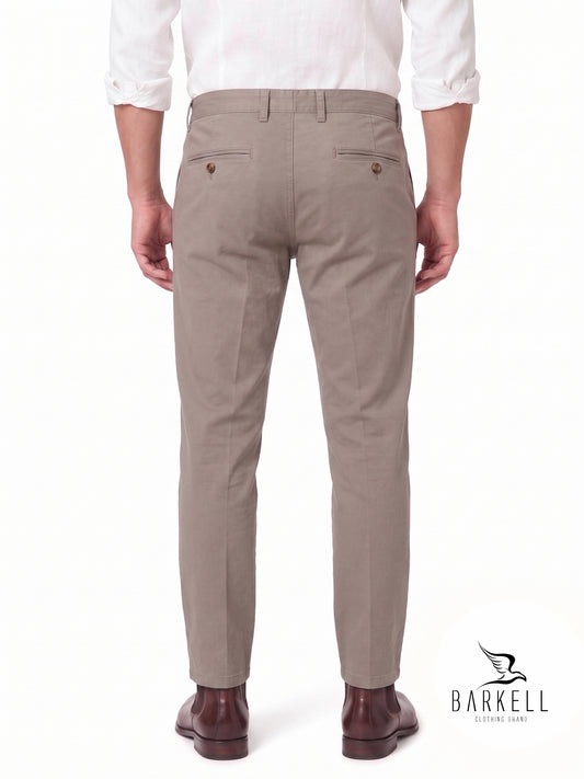 Beige Chinos Model Trousers in Gabardine Cotton