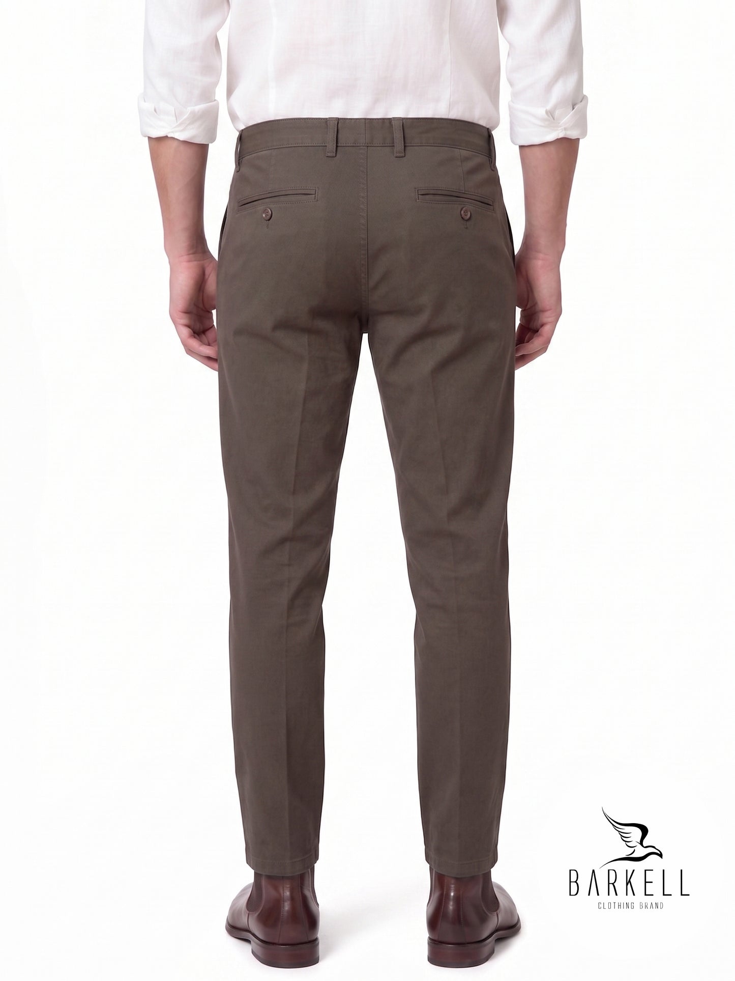 Pantalone Fango Modello Chinos in Cotone Gabardina