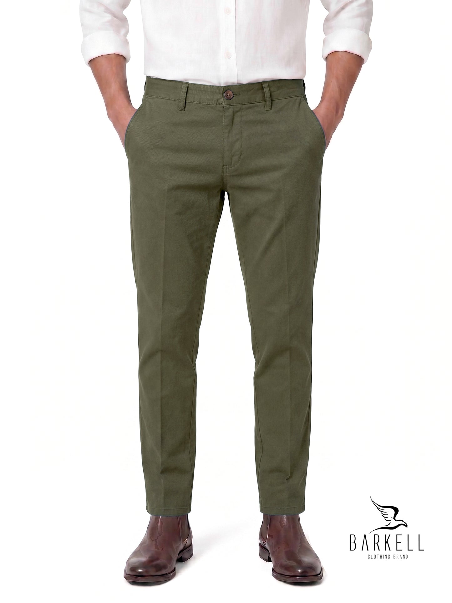 Pantalón Modelo Chinos Beige en Gabardina de Algodón