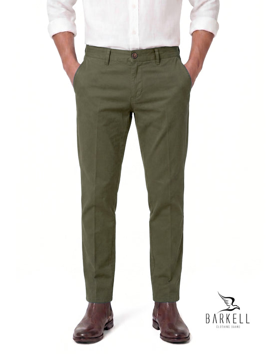 Beige Chinos Model Trousers in Gabardine Cotton