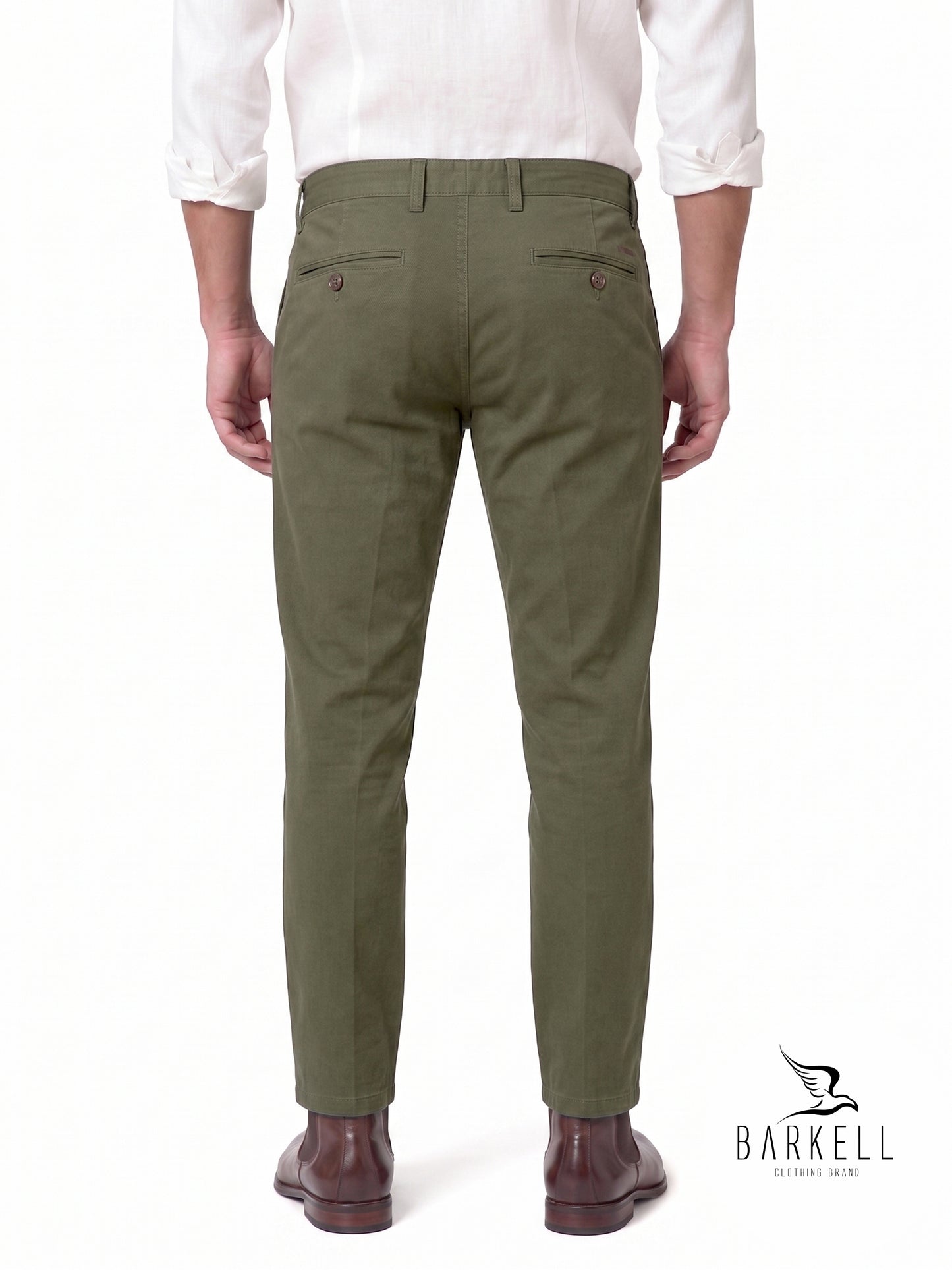 Pantalón Modelo Chinos Beige en Gabardina de Algodón