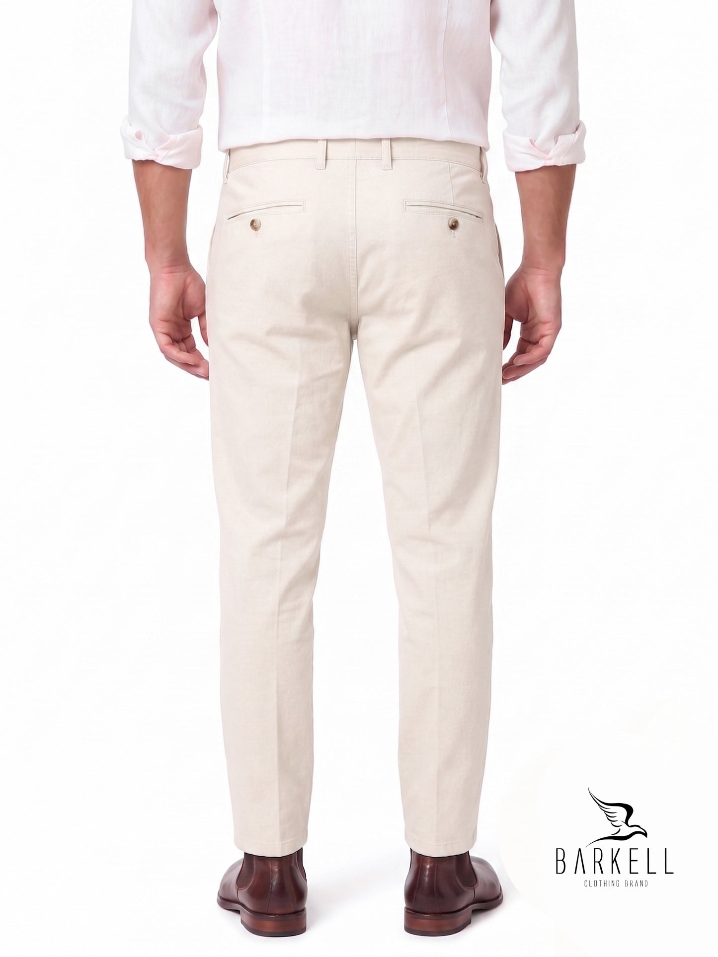 Pantalone Panna Modello Chinos in Cotone Gabardina