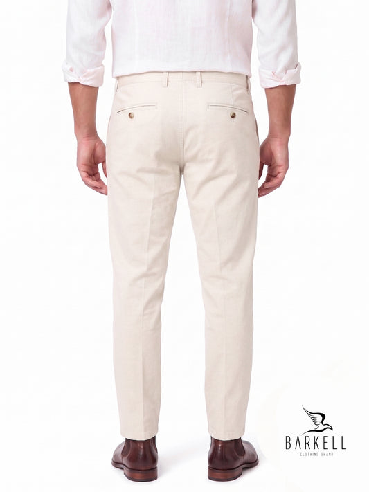 Pantalone Panna Modello Chinos in Cotone Gabardina