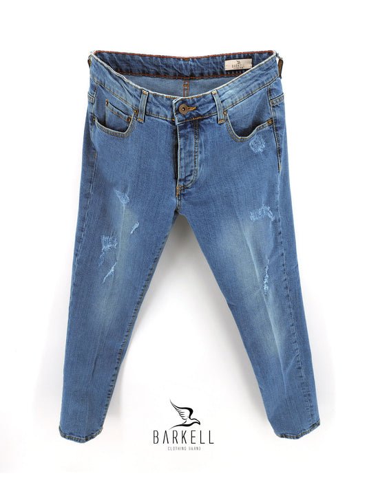 Jeans Modello Cinque Tasche Lavaggio Super Stone Wash con Rinnacci