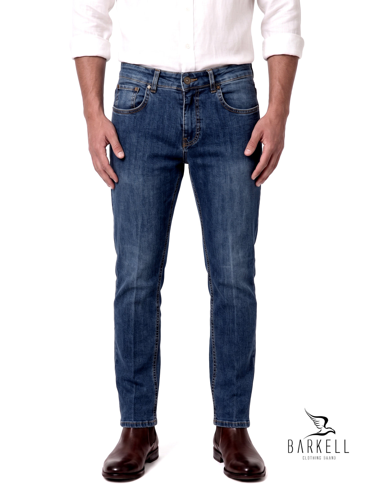 Stone Wash Five Pocket Model Jeans