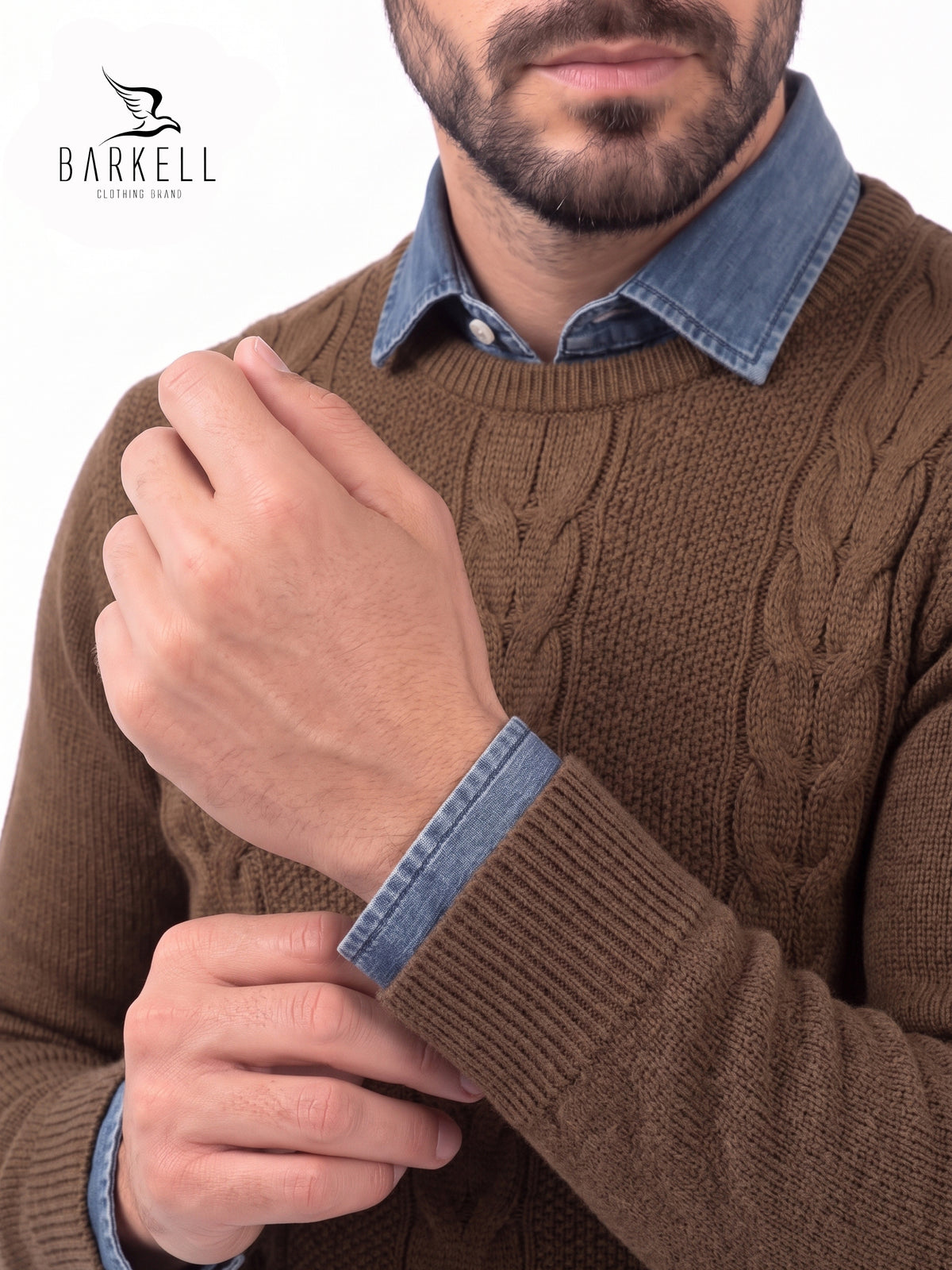 Crew-neck sweater in pure extrafine merino wool in red