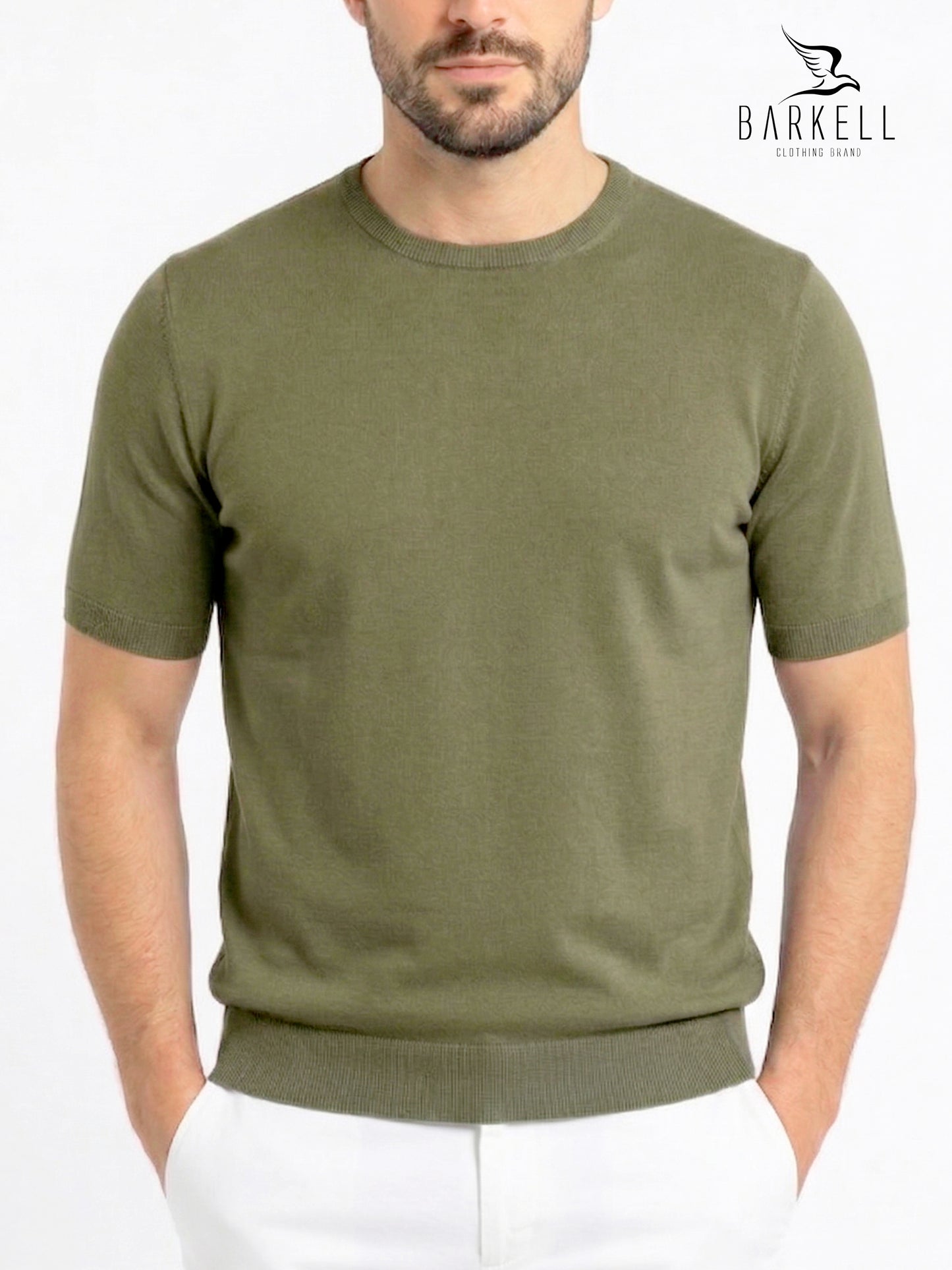 Half Sleeve Round Neck T-Shirt in Pure Lightweight Lime Colored Cotton