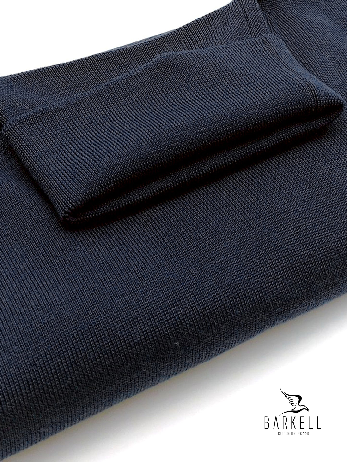 Maglia Dolcevita Rasata in Pura Lana Merinos Extrafine Color Blu Denim