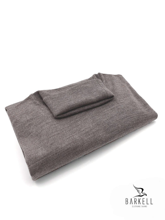 Maglia Dolcevita Rasata in Pura Lana Merinos Extrafine Color Nocciola