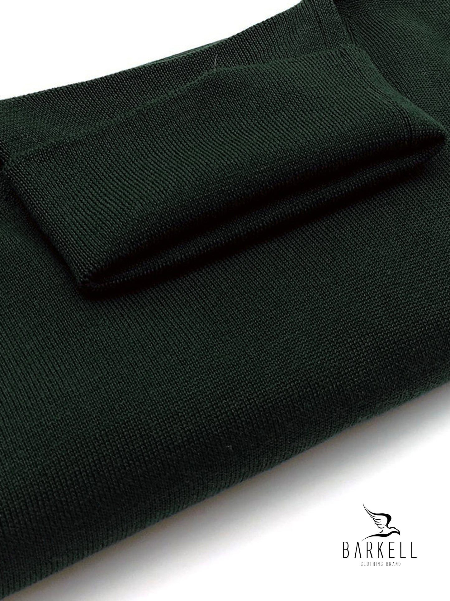 Maglia Dolcevita Rasata in Pura Lana Merinos Extrafine Color Verde Bottiglia