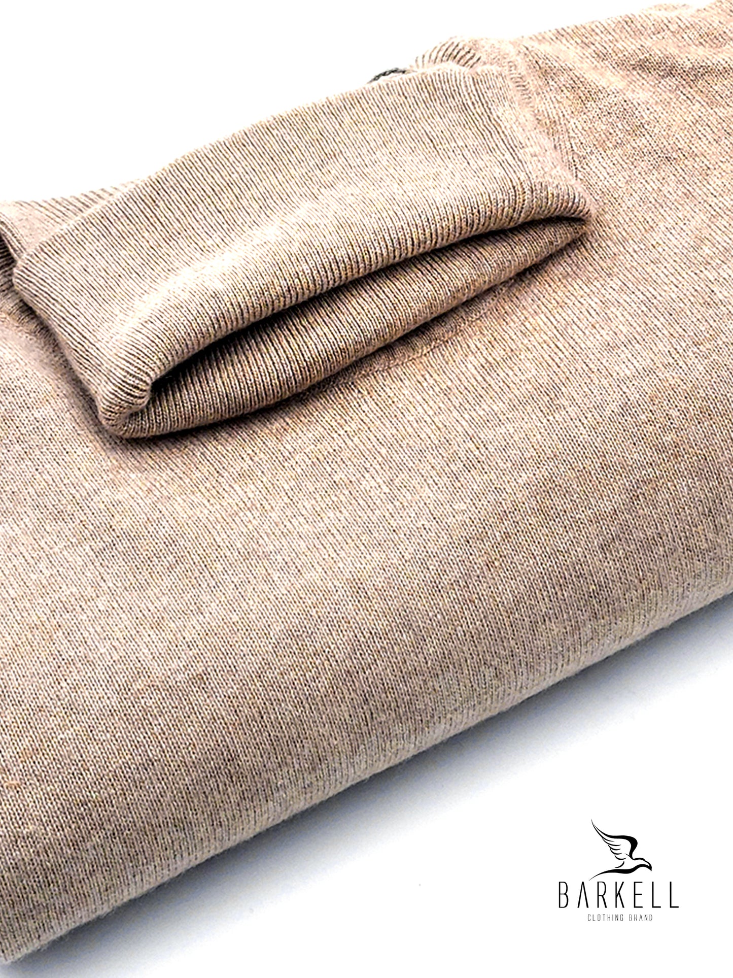 Maglia Dolcevita Rasata in Misto Lana con 5% di Cashmere Color Beige