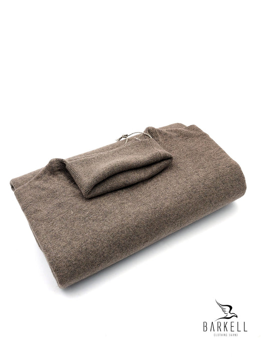 Maglia Dolcevita Rasata in Misto Lana con 10% di Cashmere Color Cammello