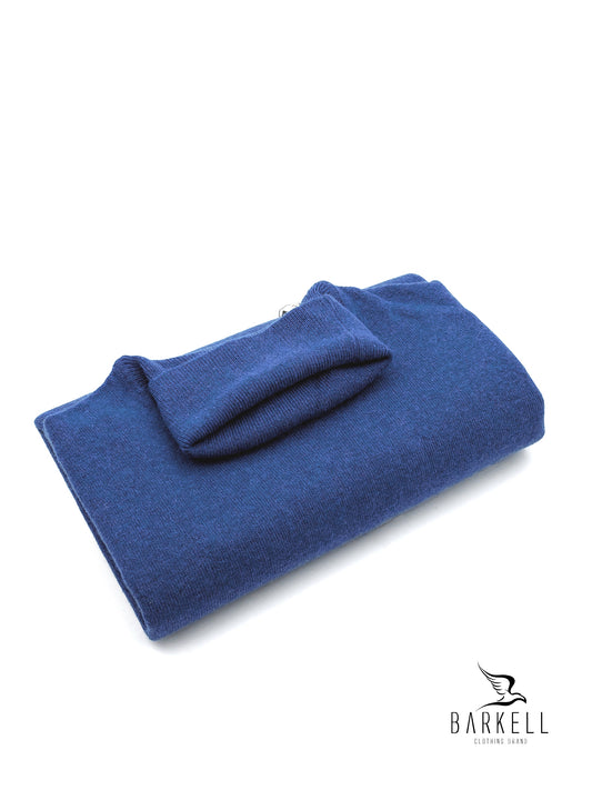 Maglia Dolcevita Rasata in Misto Lana con 10% di Cashmere Color Jeans