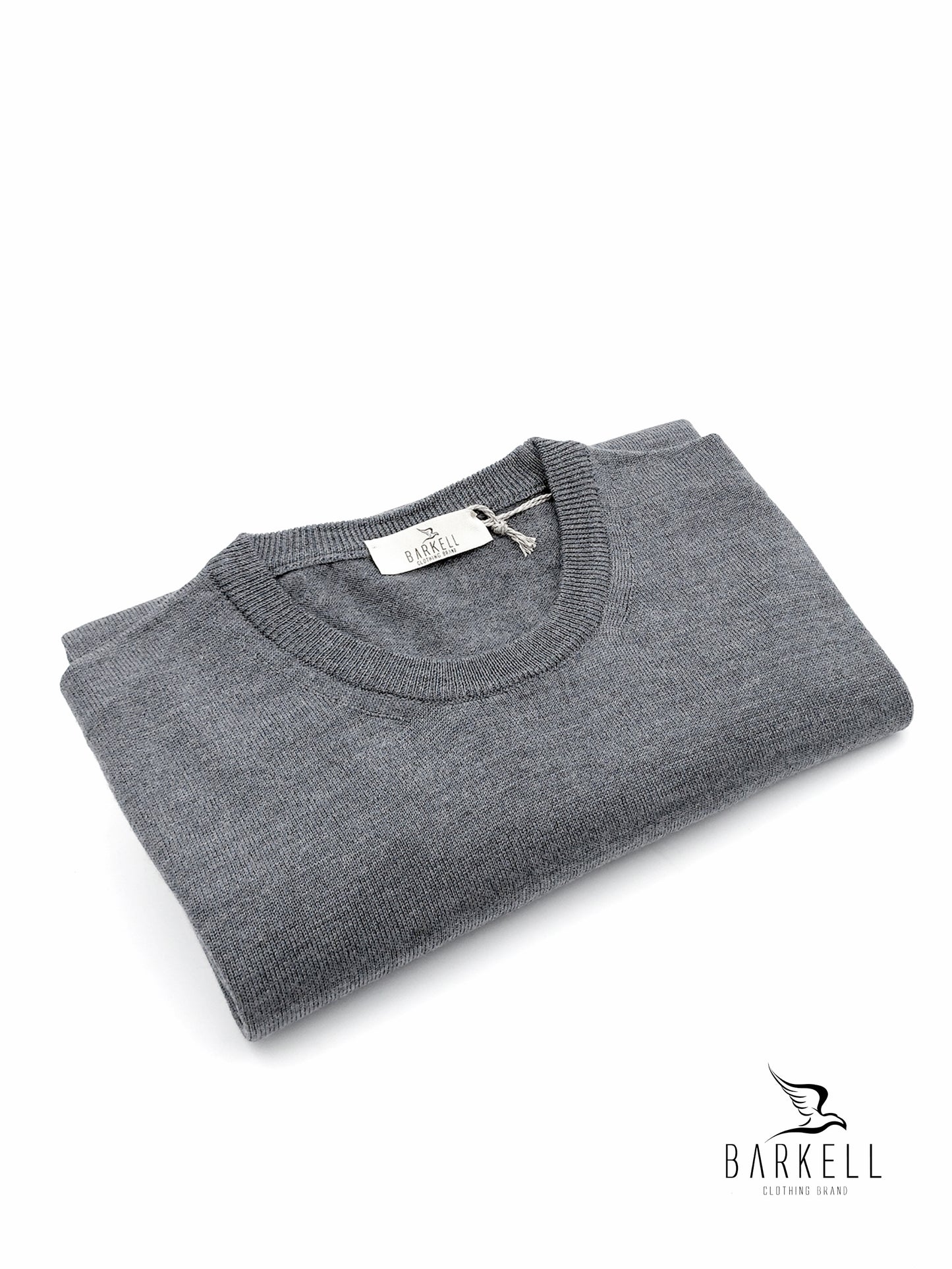 Maglia Girocollo Rasata in Pura Lana Merinos Extrafine Color Grigio