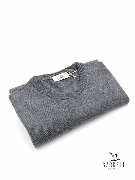 Maglia Girocollo Rasata in Pura Lana Merinos Extrafine Color Grigio
