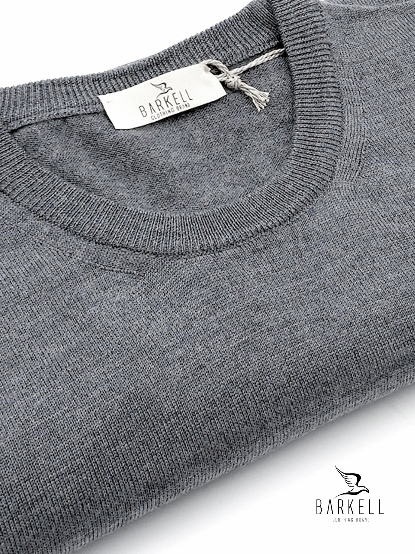 Maglia Girocollo Rasata in Pura Lana Merinos Extrafine Color Grigio