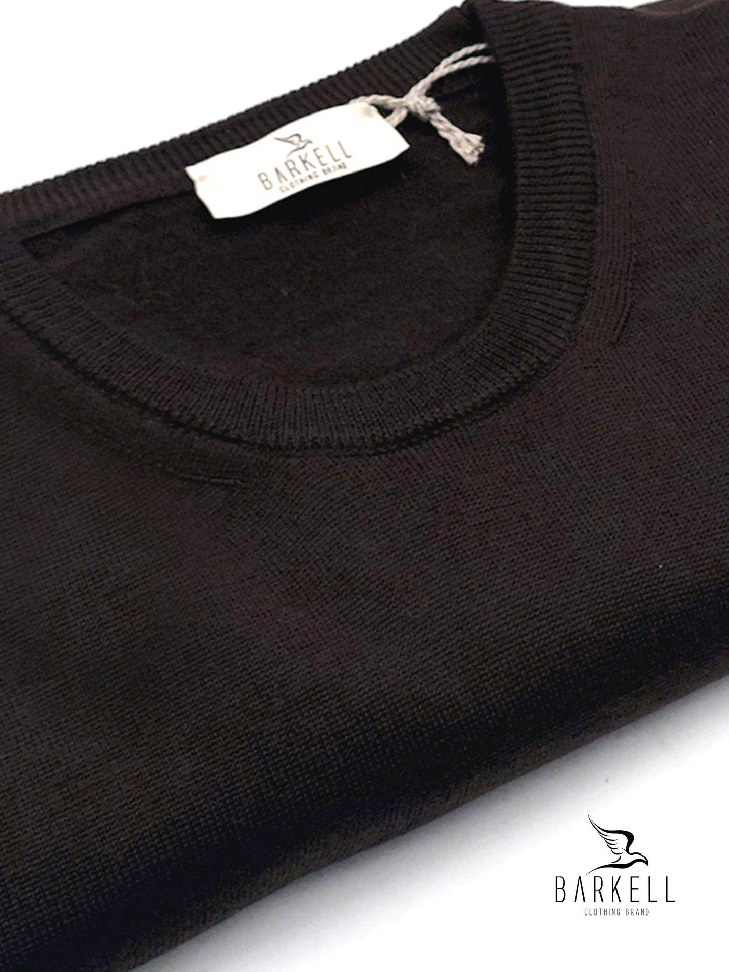 Maglia Girocollo Rasata in Pura Lana Merinos Extrafine Color Marrone