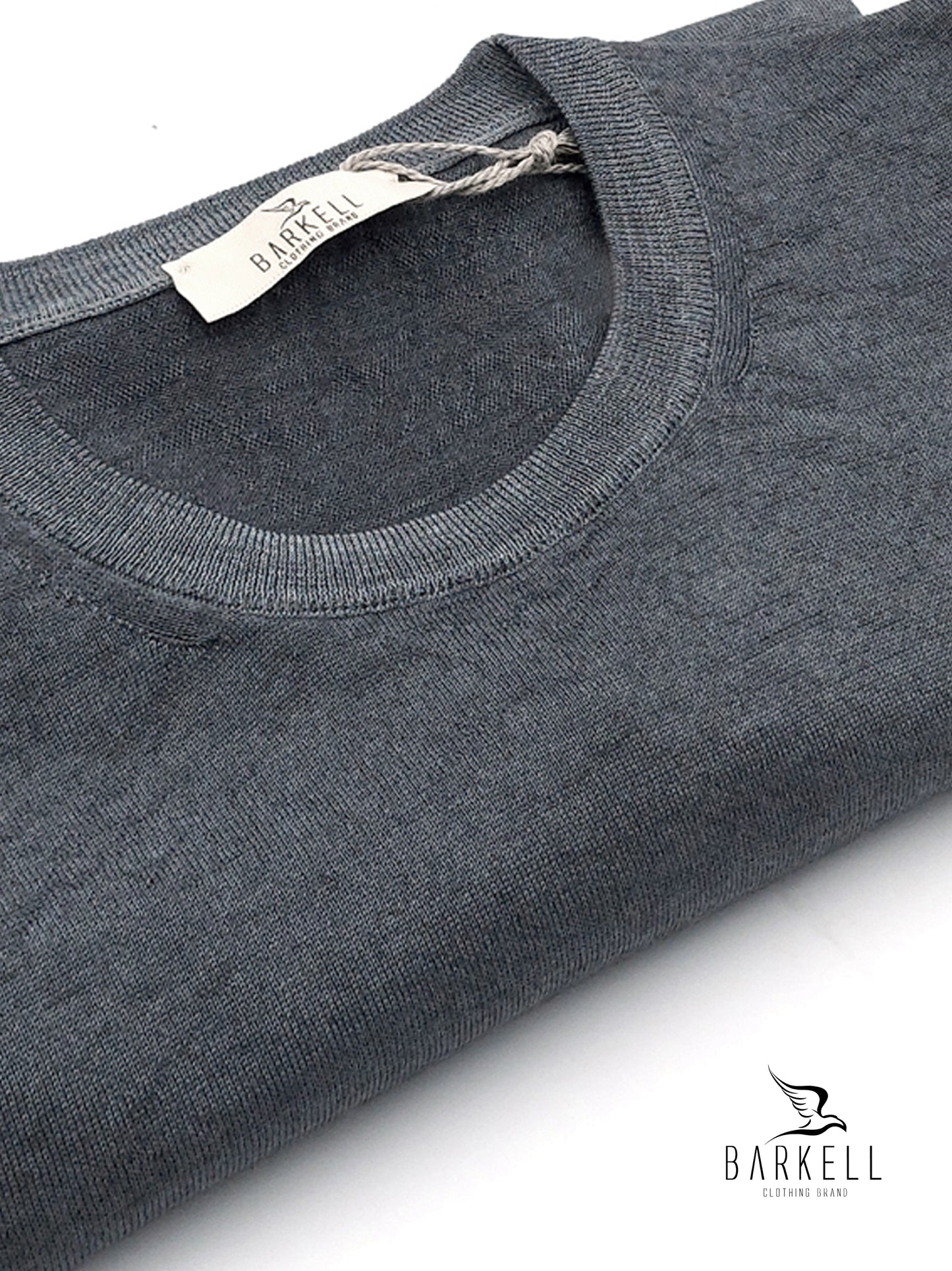 Maglia Girocollo Rasata in Pura Lana Merinos Extrafine Delavè Color Grigio Ice Vintage