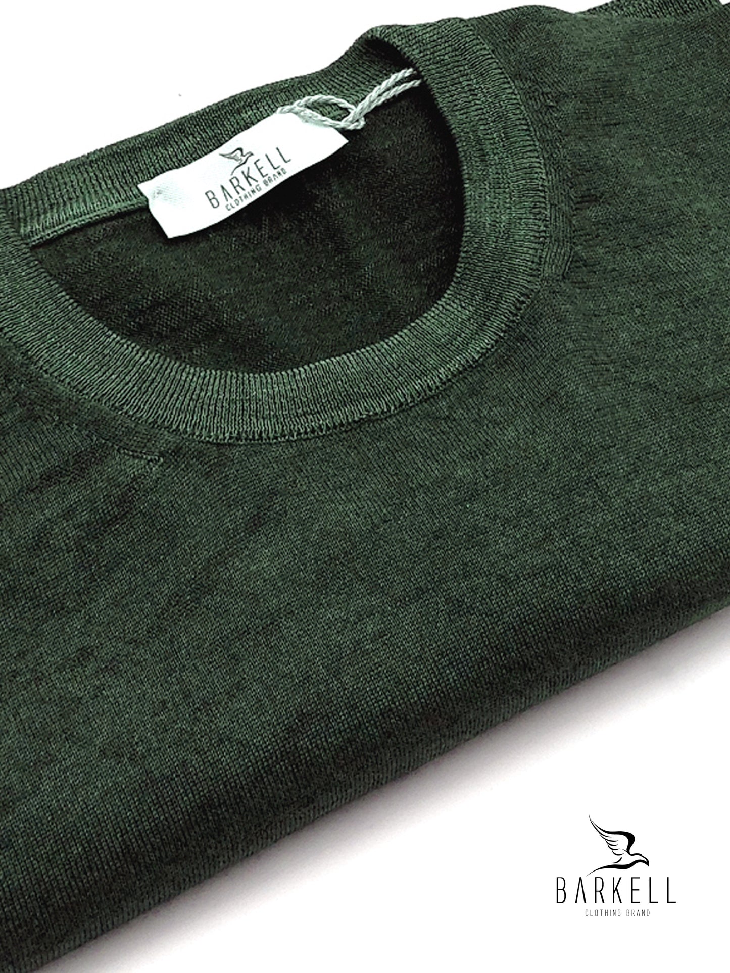 Crew-neck sweater in pure extrafine merino wool, delavè, in vintage ice green colour