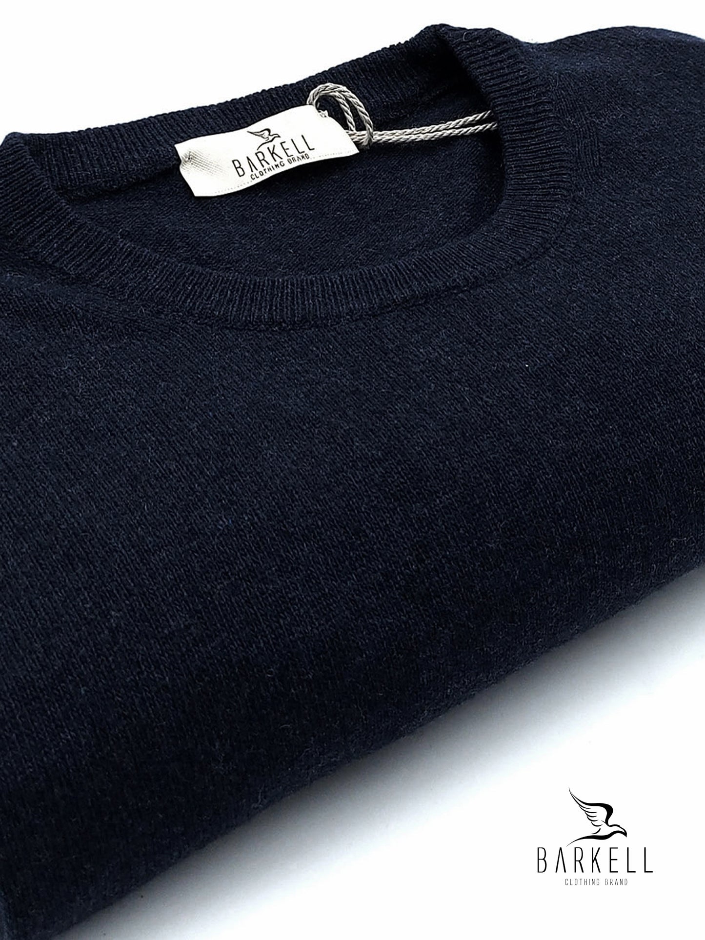 Maglia Girocollo Rasata in Misto Lana con 5% di Cashmere Color Blu