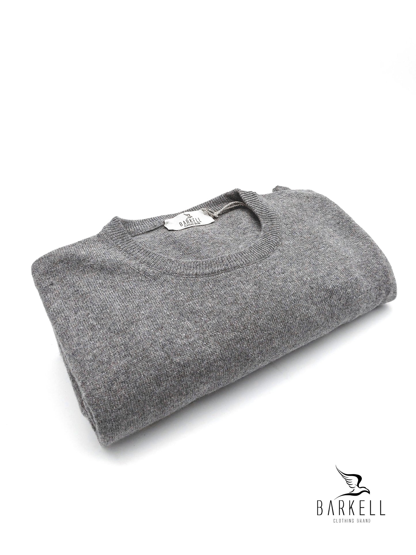 Maglia Girocollo Rasata in Misto Lana con 5% di Cashmere Color Grigio