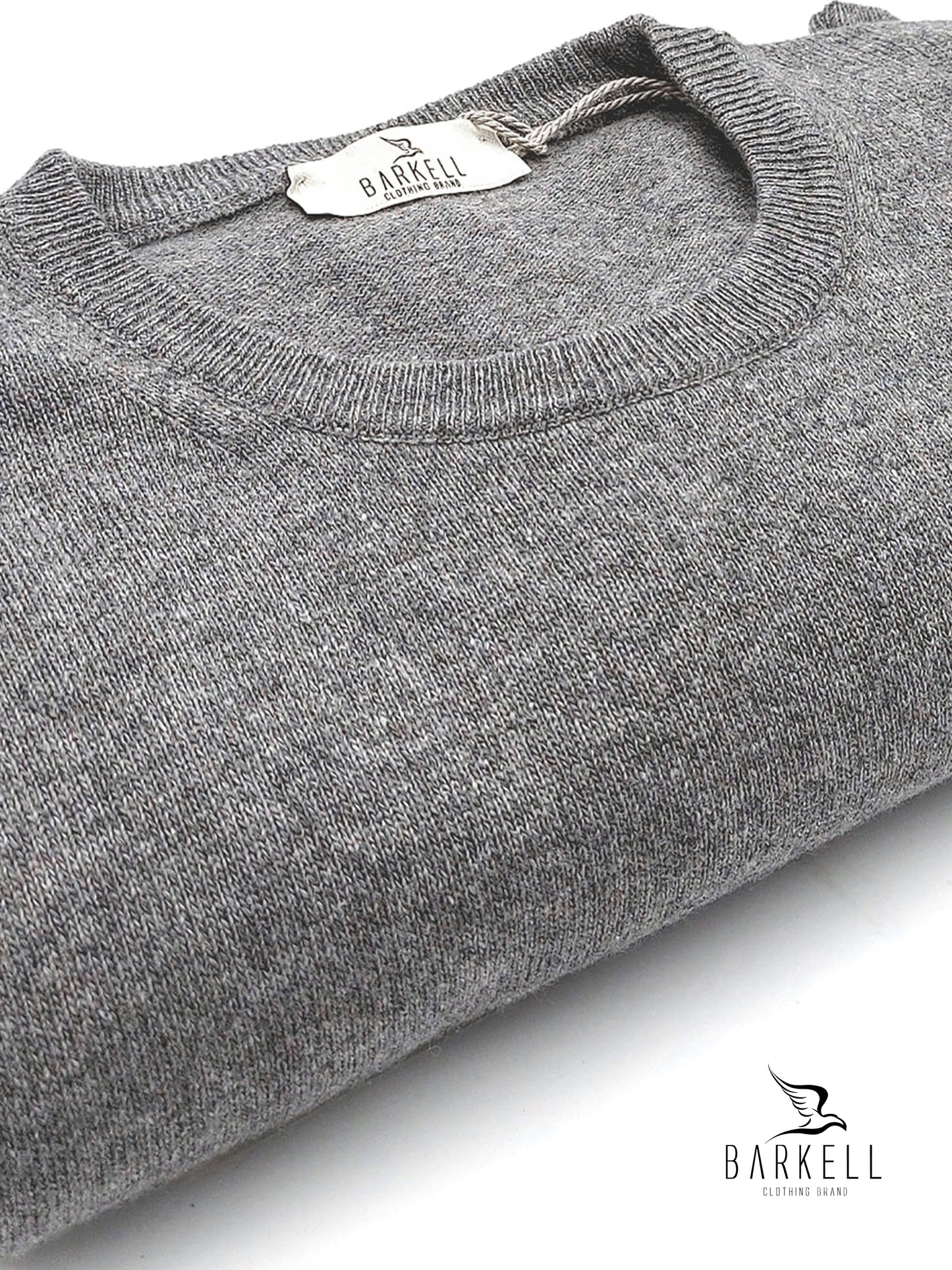 Maglia Girocollo Rasata in Misto Lana con 5% di Cashmere Color Grigio
