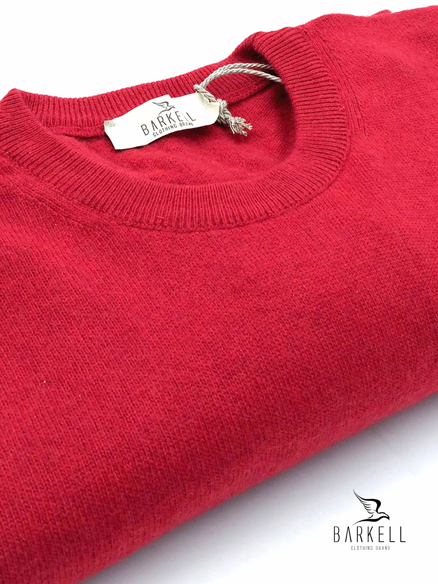 Maglia Girocollo Rasata in Misto Lana con 5% di Cashmere Color Rosso