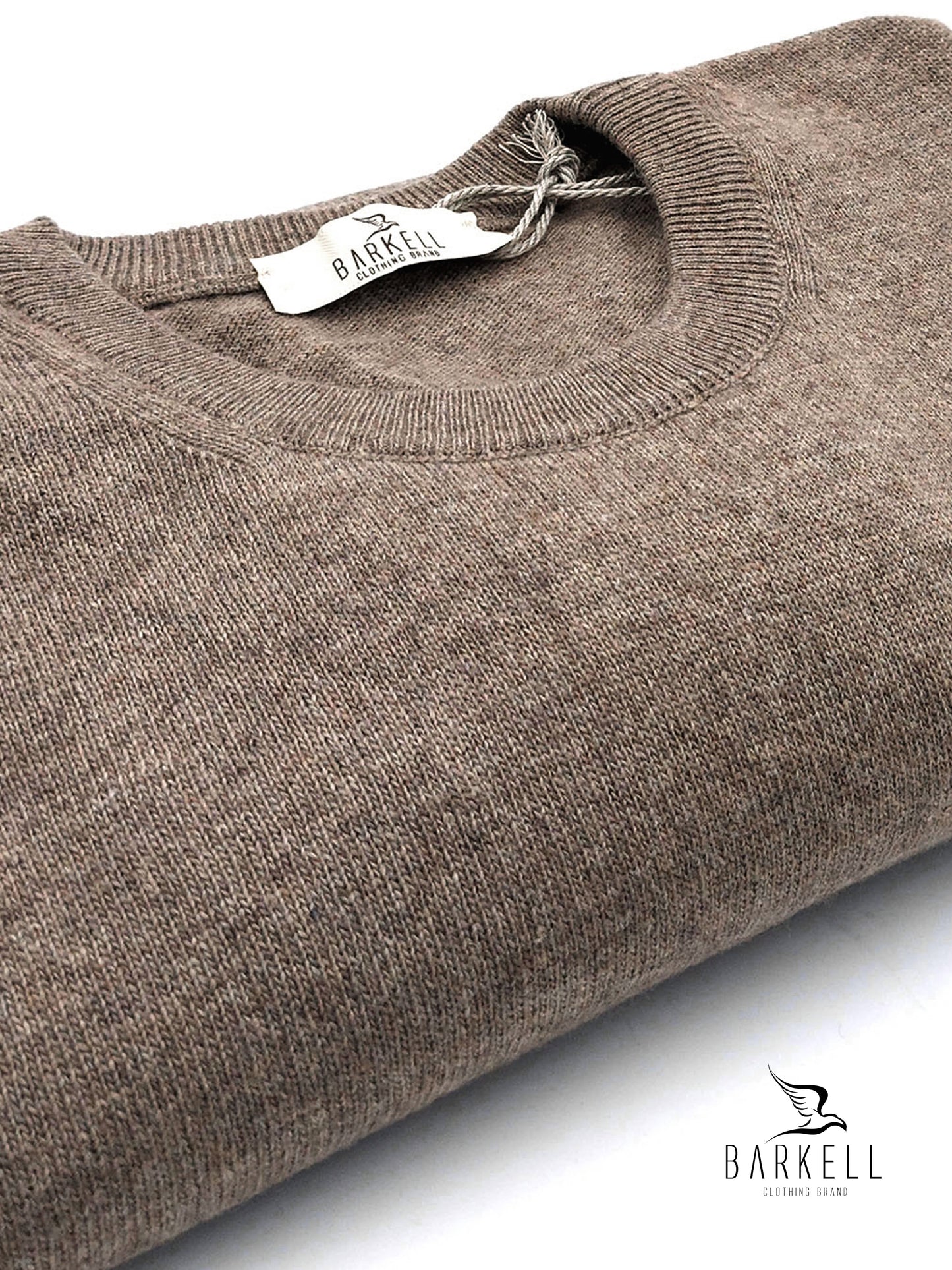 Maglia Girocollo Rasata in Misto Lana con 5% di Cashmere Color Terra