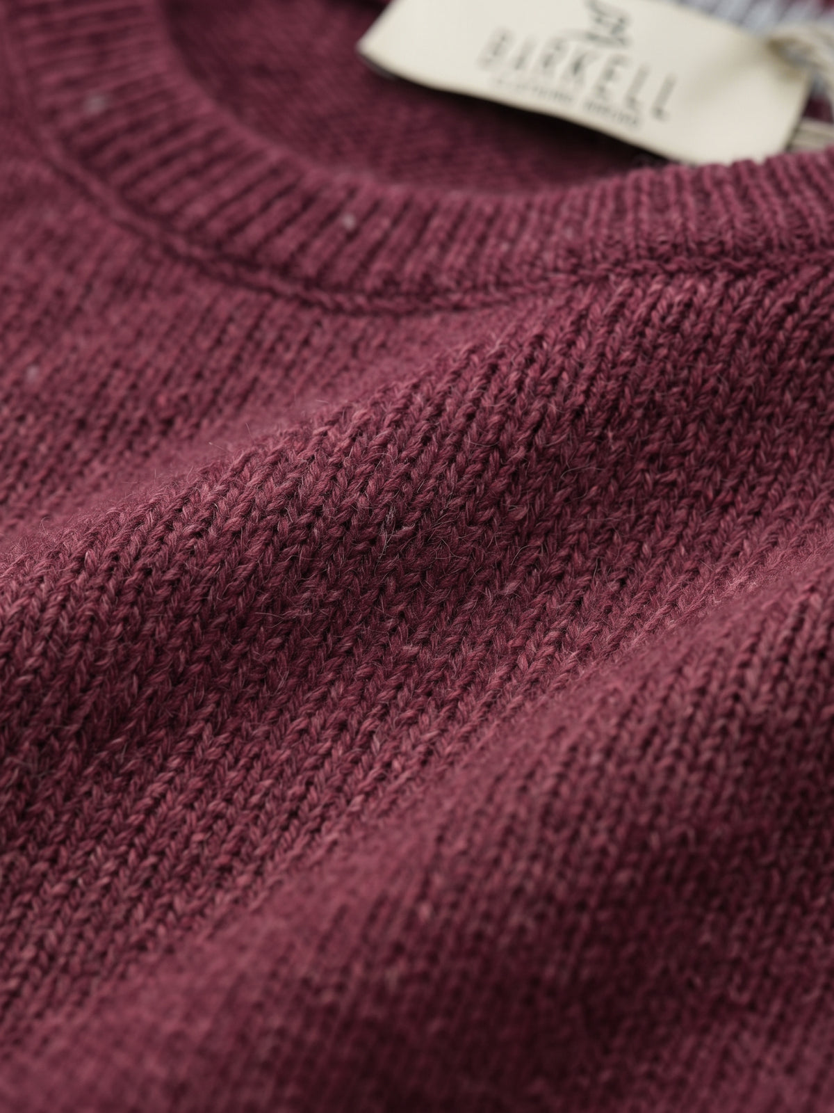 Maglia Girocollo in Misto Lana Cardata Color Bordeaux
