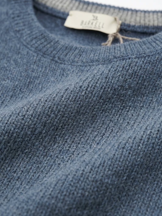 Pull col rond ocre en laine mélangée avec 5% cachemire
